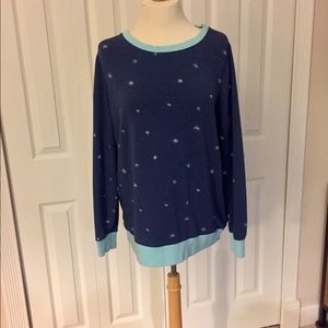 Boden Blue Sweatshirt with Snowflake or Star Print